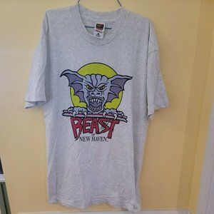 BEAST OF NEW HAVEN VINTAGE 90s DEFUNCT AHL MINOR LEAGUE HOCKEY TSHIRT LARGE